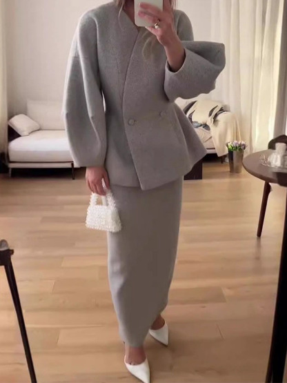 Puff Sleeve Dress Suit