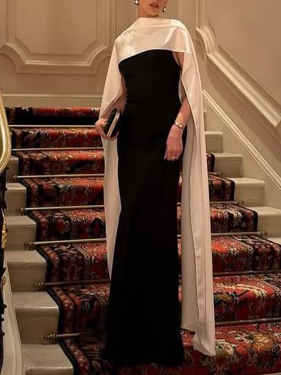 Unique Cape Design Maxi Dress