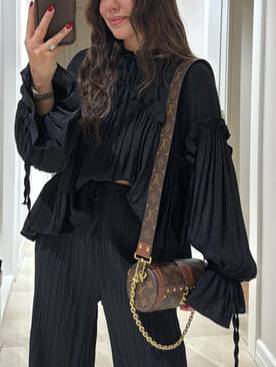 Bohemian Style Shirt And Wide Leg Pants Suit-Shirt