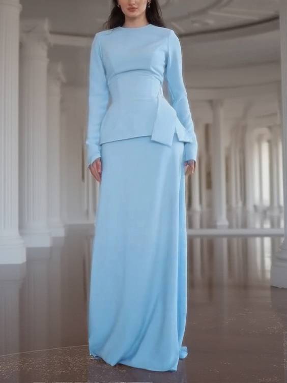 Waist Belt Design Shirt And Skirt Set