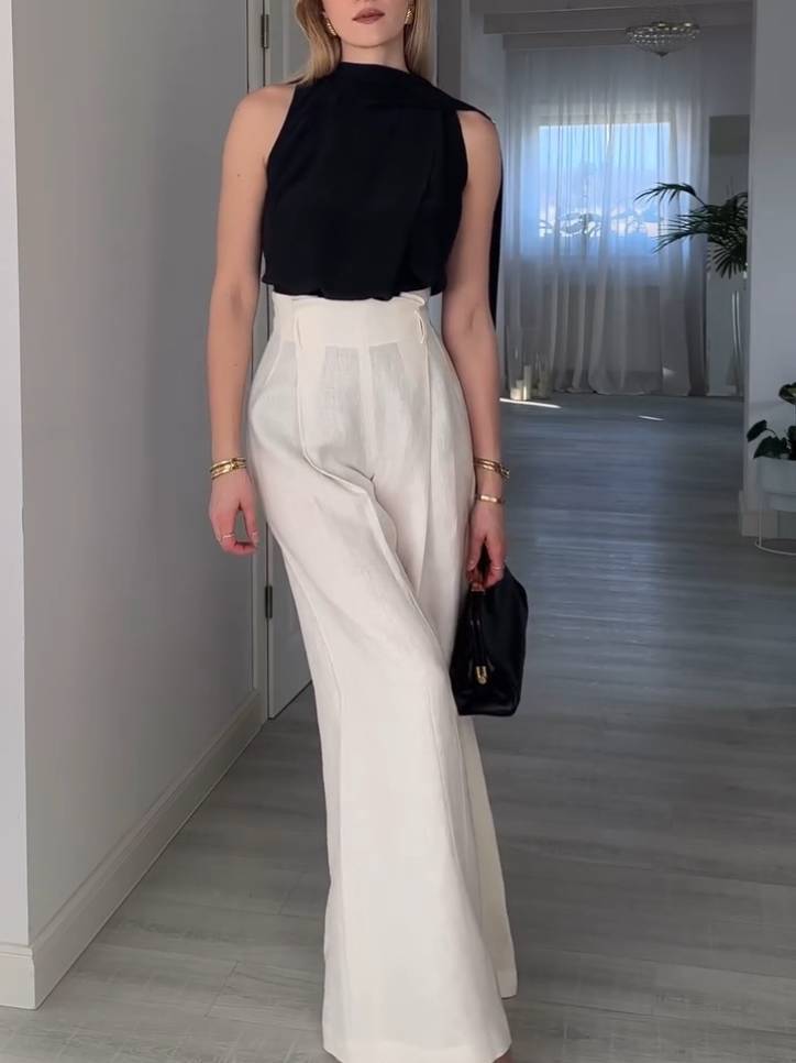 Elegant Ribbon Design Sleeveless Shirt