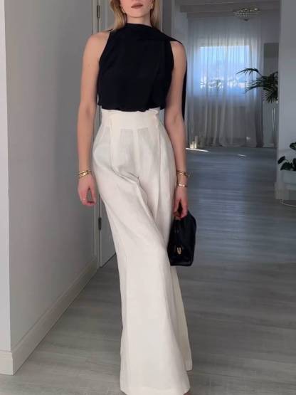 Elegant Ribbon Design Sleeveless Shirt