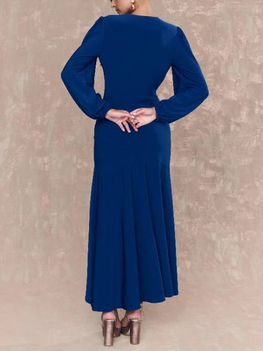 V-Neck Irregular Hem Maxi Dress