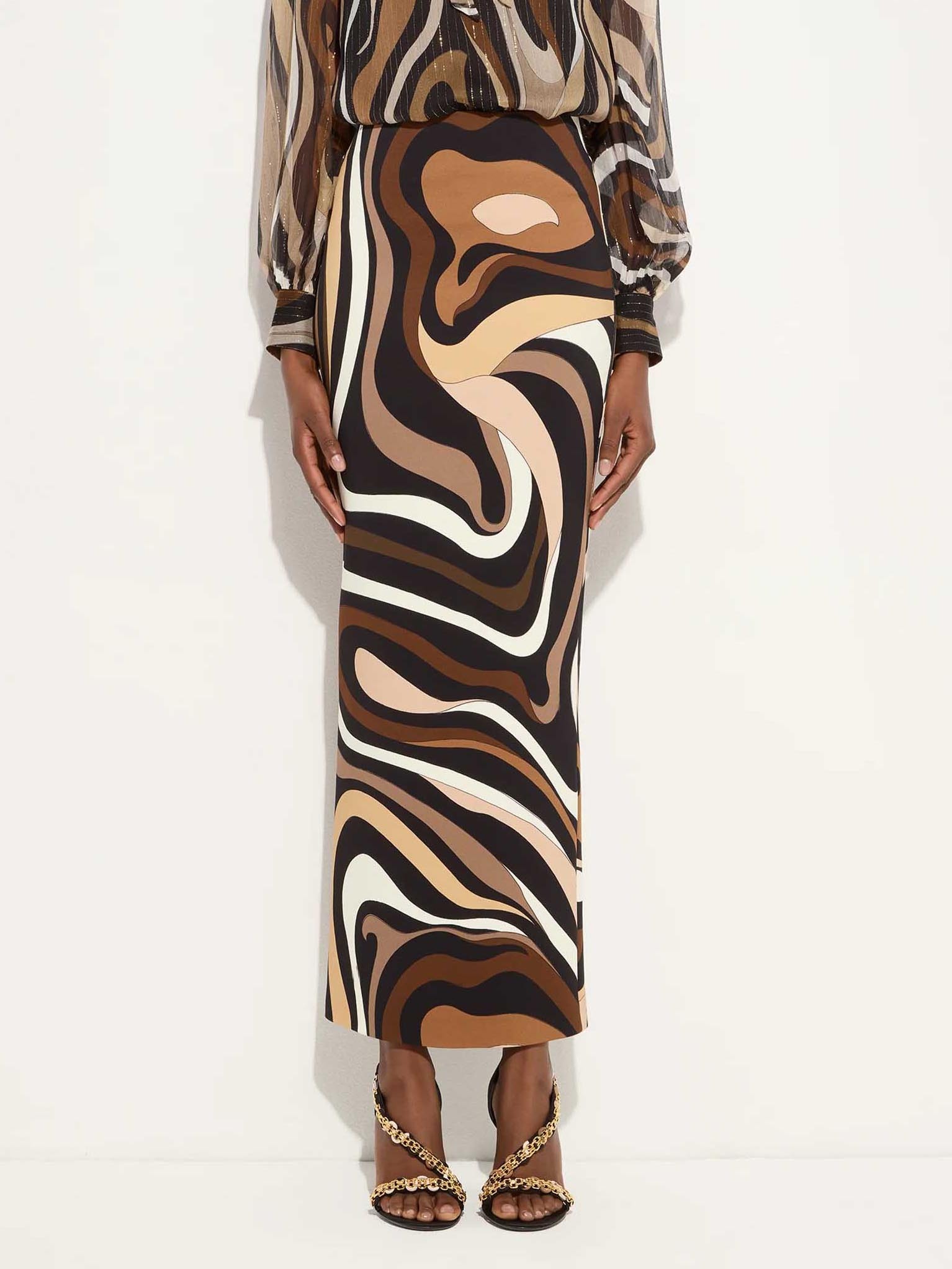 Retro Abstract Print Skirt