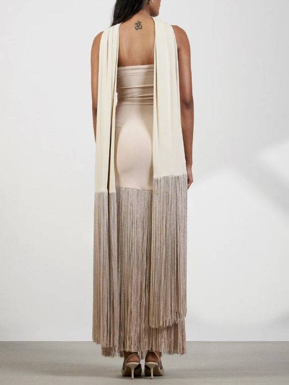 Tube Top Tassel Design Maxi Dress