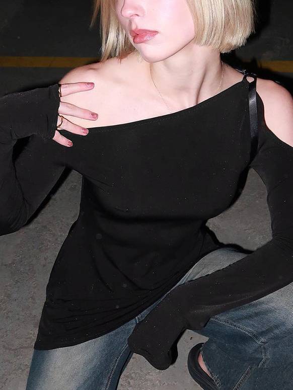 Lace-up Slant Collar Mini Dress