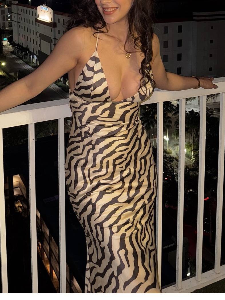 Zebra-print Sling Maxi Dress