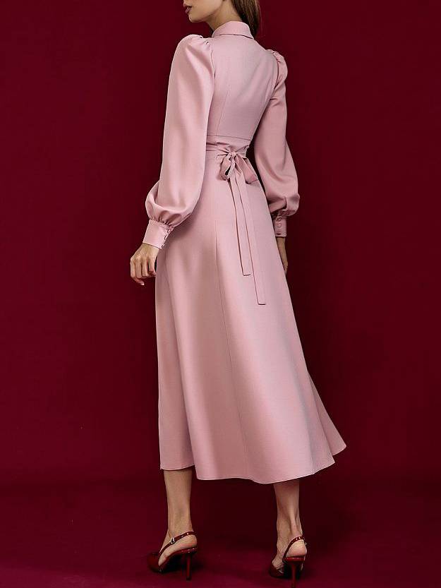 Puff-Sleeve  Lace-Splicing Maxi Dress