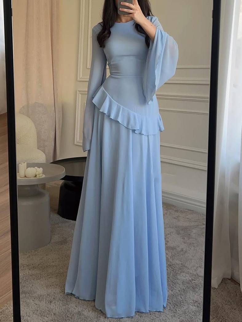 Ruffled Long Sleeve Maxi Dress