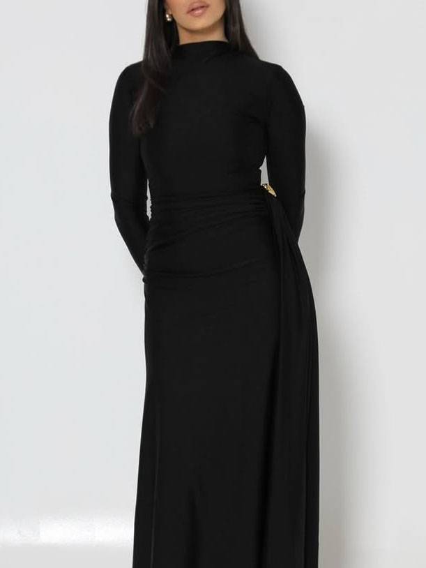 High Waist Ribbon Design Irregular Dress