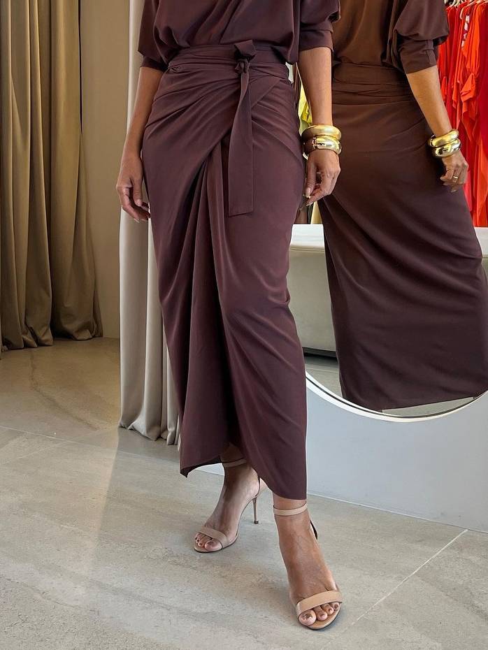 Shirt And Cross Strap Skirt Set-Skirt