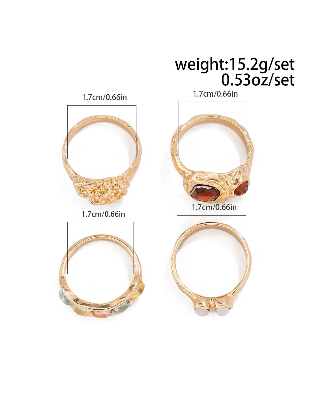 Colored Stone Inlaied Ring Suit