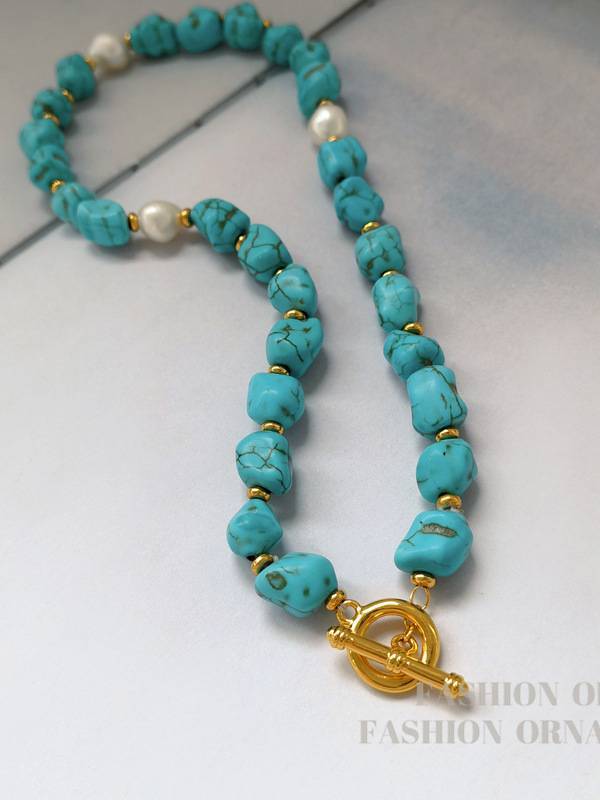 Turquoise Pearl Necklace And Bracelet