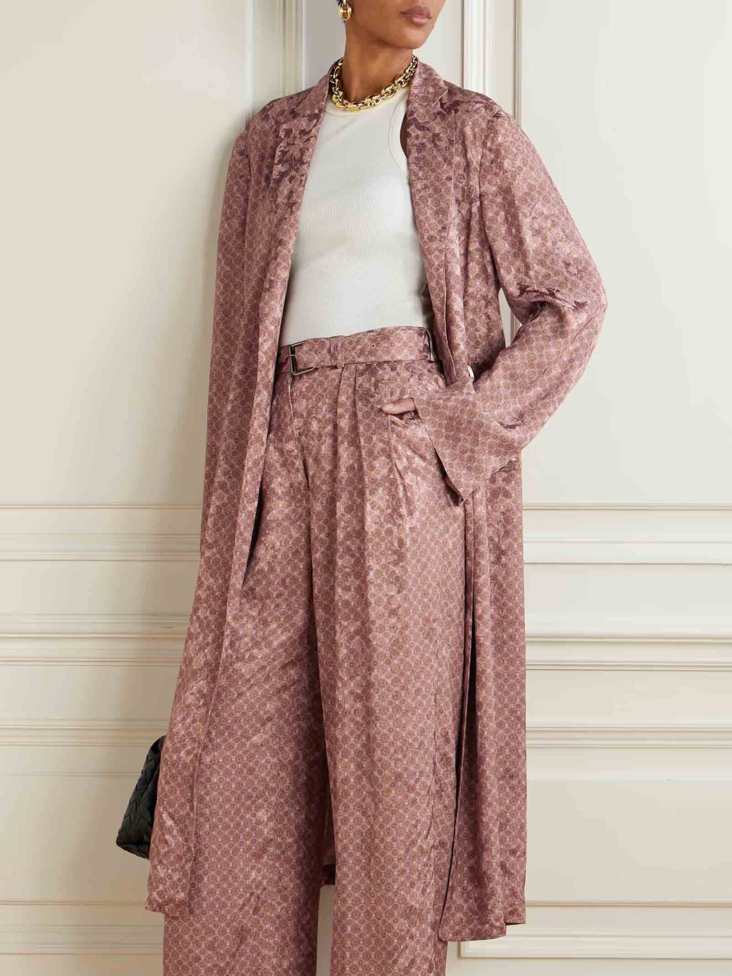 Retro Exquisite Geometric Pattern Print Long Coat