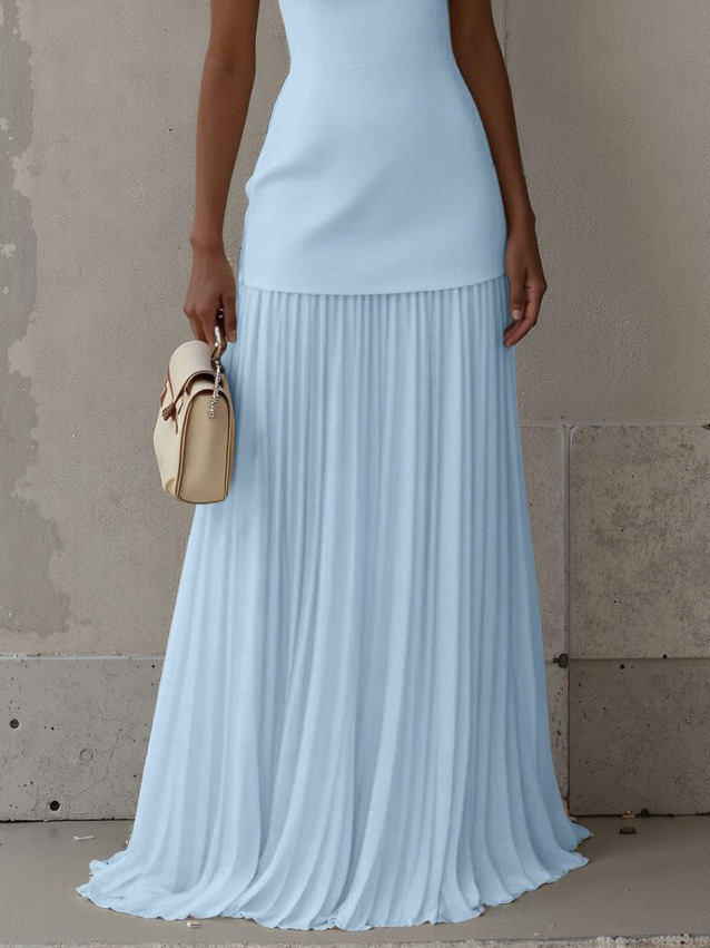 Exquisite Pleated Elastic Waist Skirt