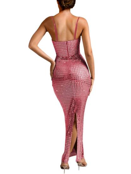 Shiny Sling Slim Fit Maxi Dress