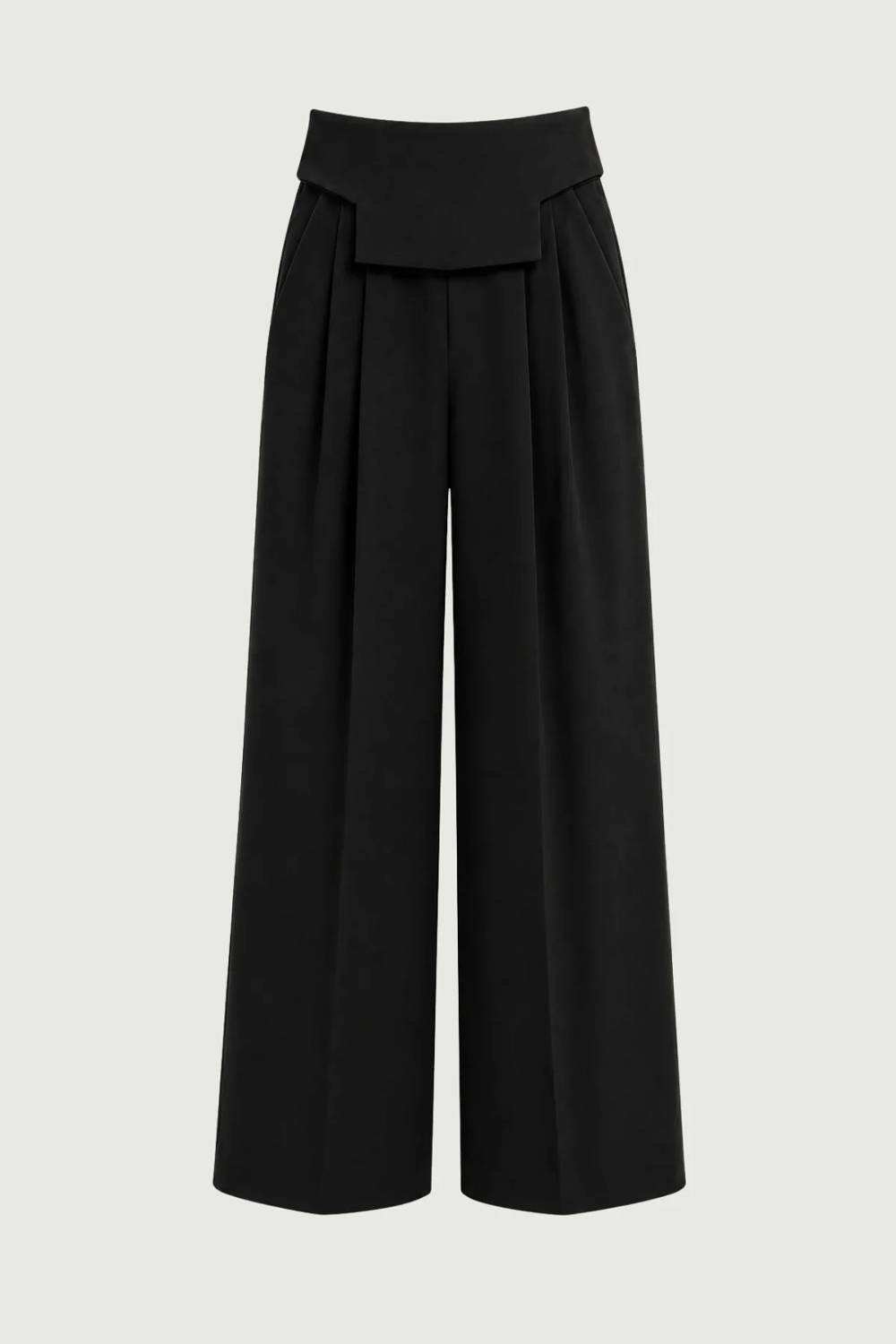 Mock Neck Mesh Sleeveless Top & High Waist Wide Leg Pants Two Piece Set
