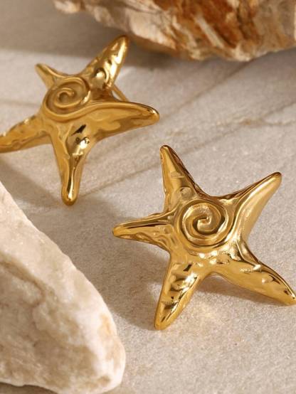 Starfish Earrings Necklace Ring Suit