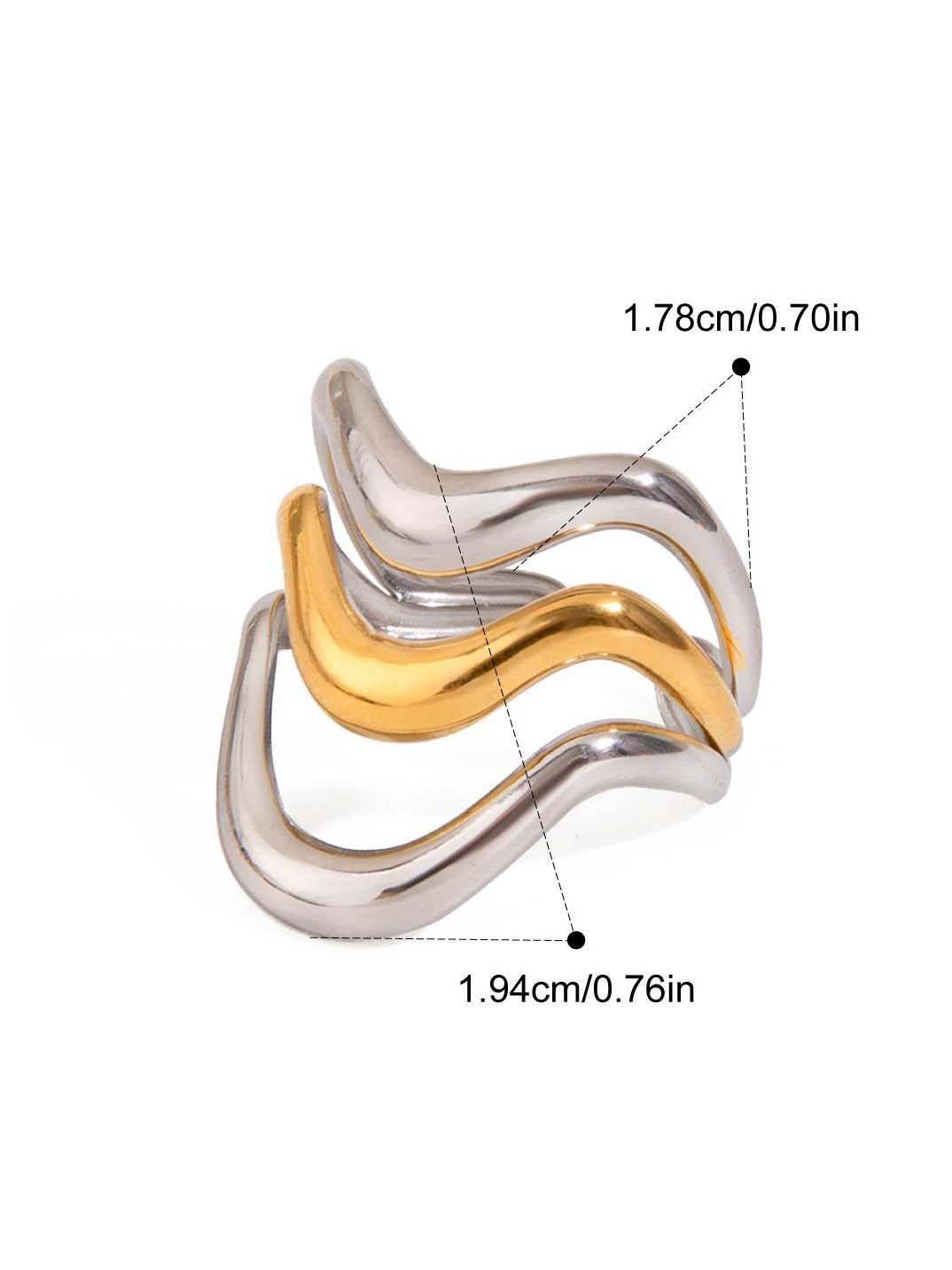 Minimalist Irregular Curve Two-color Ring