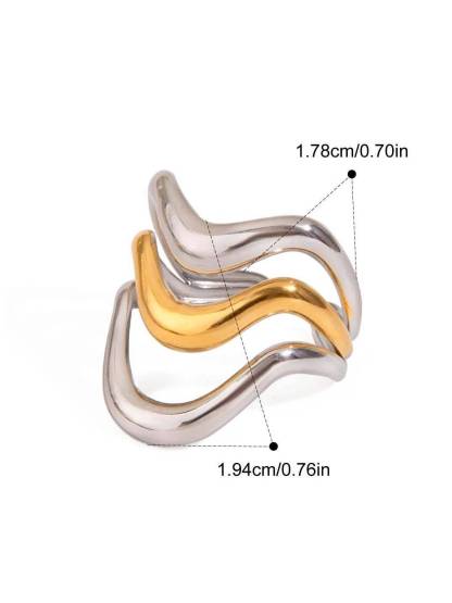 Minimalist Irregular Curve Two-color Ring