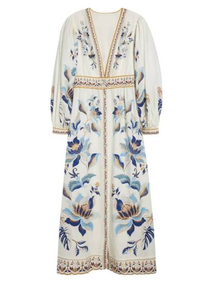 Deep V-neck Unique Print Dress
