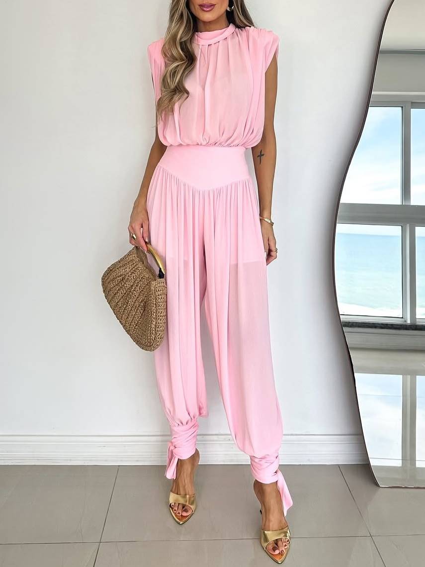 Vacation Style Bodysuit And Wide Leg Pants Set