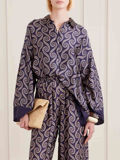 Unique Swirl Print Wide-Leg Pants