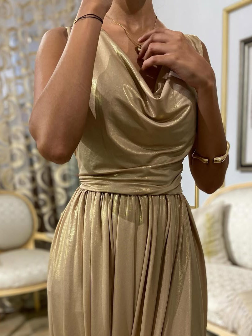 Metallic Boat Neck Top