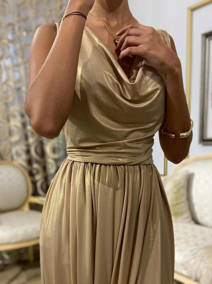 Metallic Boat Neck Top