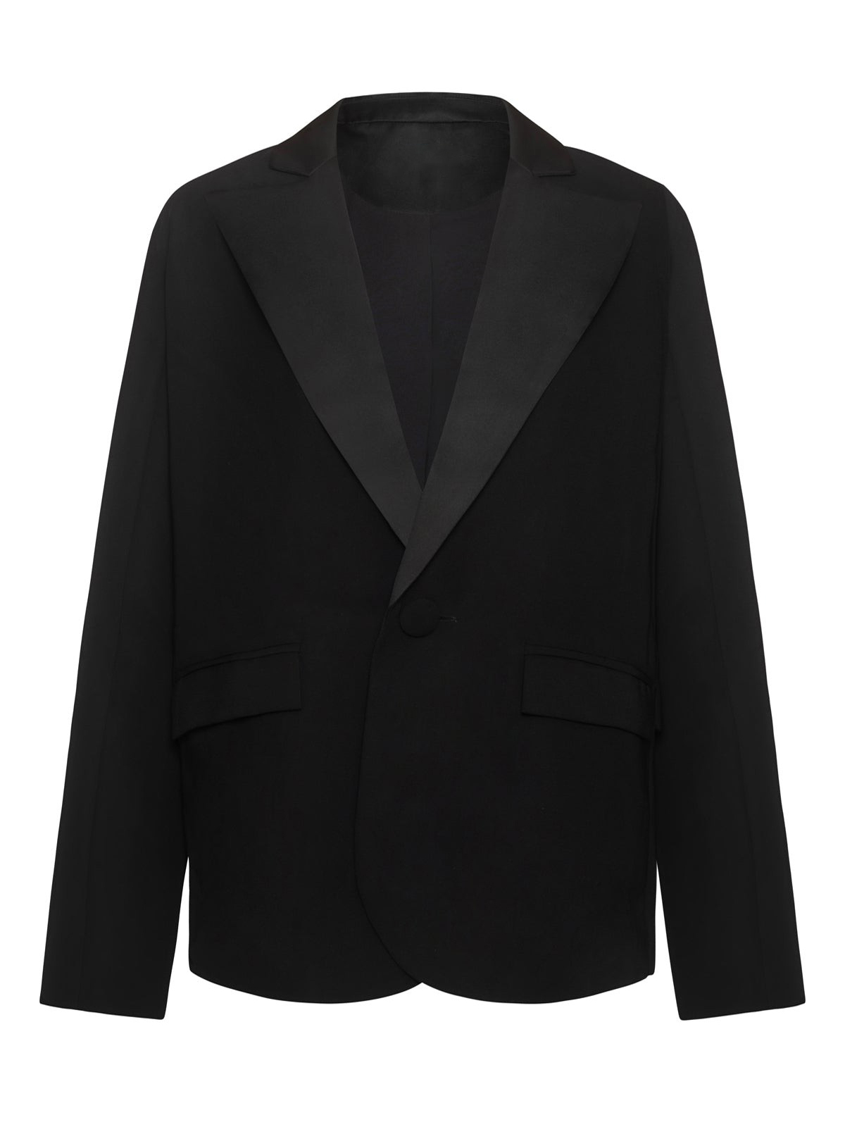 Fashion Solid Color Satin Patchwork Loose Suit Jacket