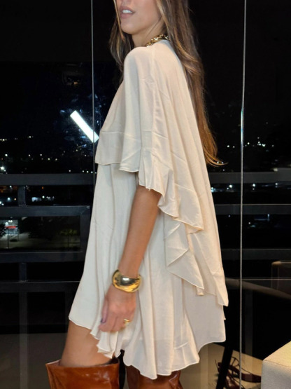 Elegant Cape Style Two-Piece Mini Dress