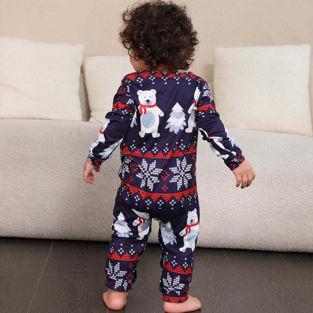 Christmas Family Matching Pajamas Set Navy Polar Bear Pajamas