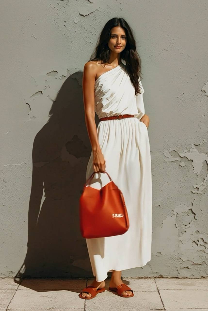 Slant Shoulder Design Dress