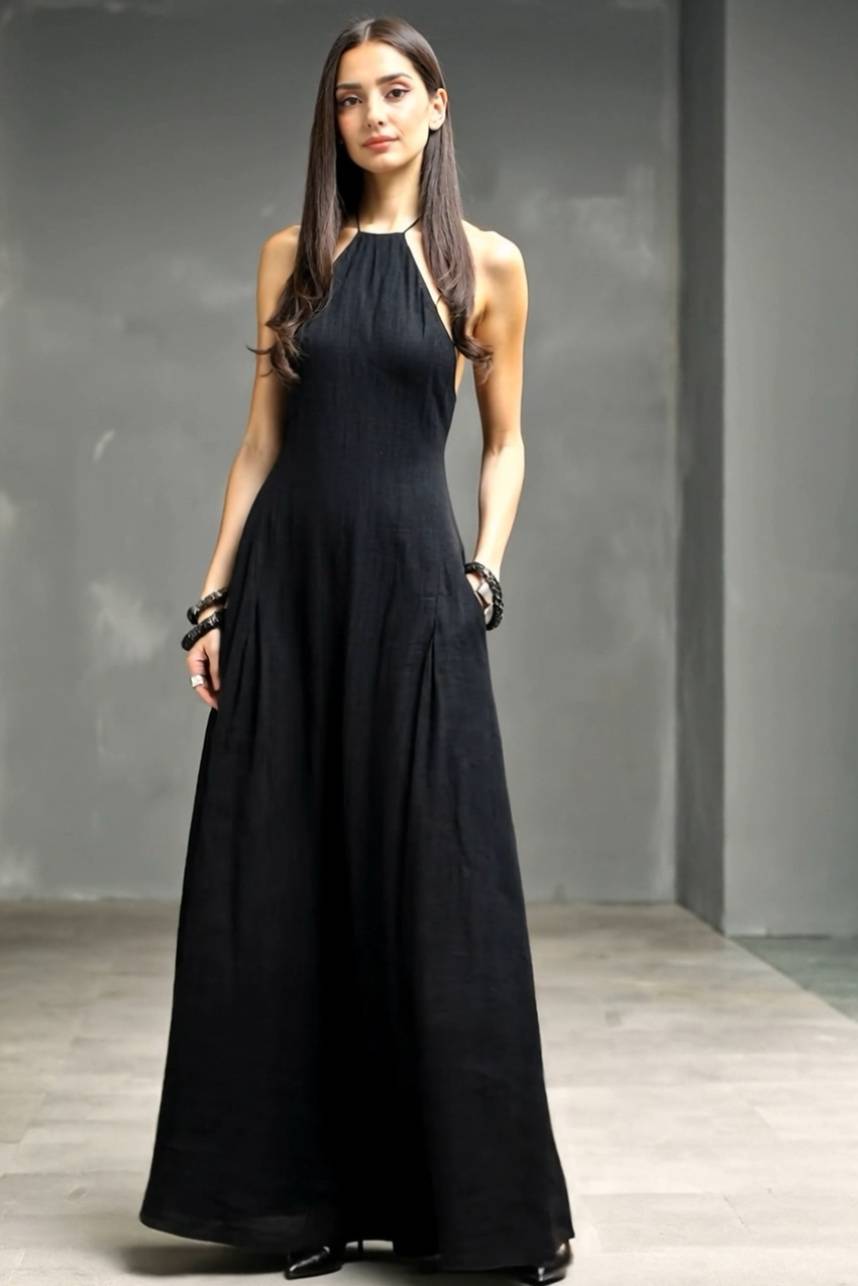Vacation Style Halter-neck Maxi Dress