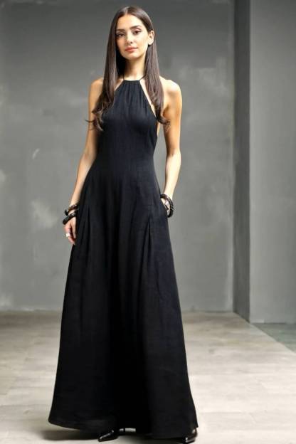 Vacation Style Halter-neck Maxi Dress