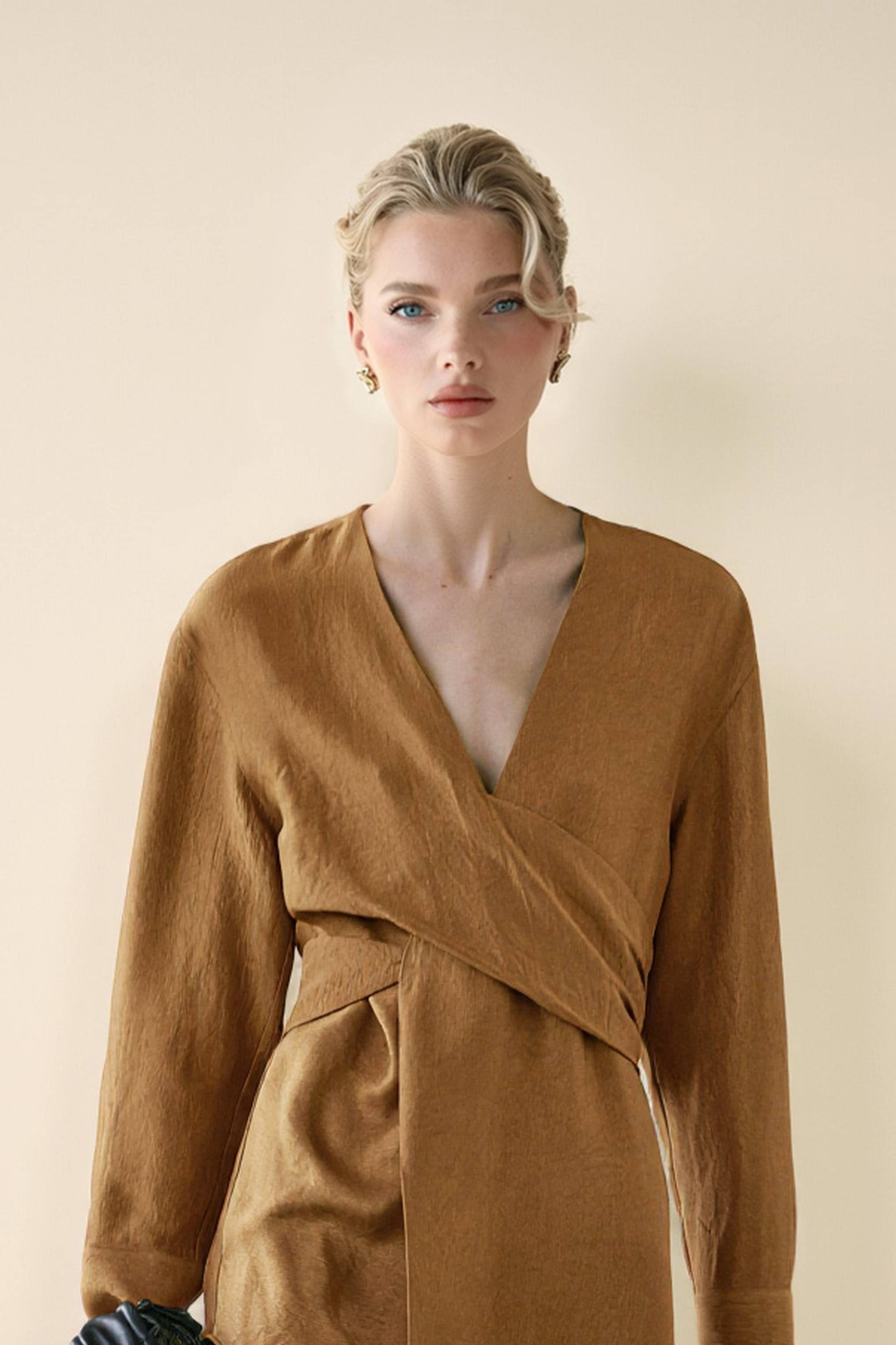 Cross Design Loose Shirt And Lantern Pants Set