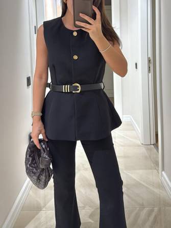 Minimalist Vest And Flared Pants Suit-Vest