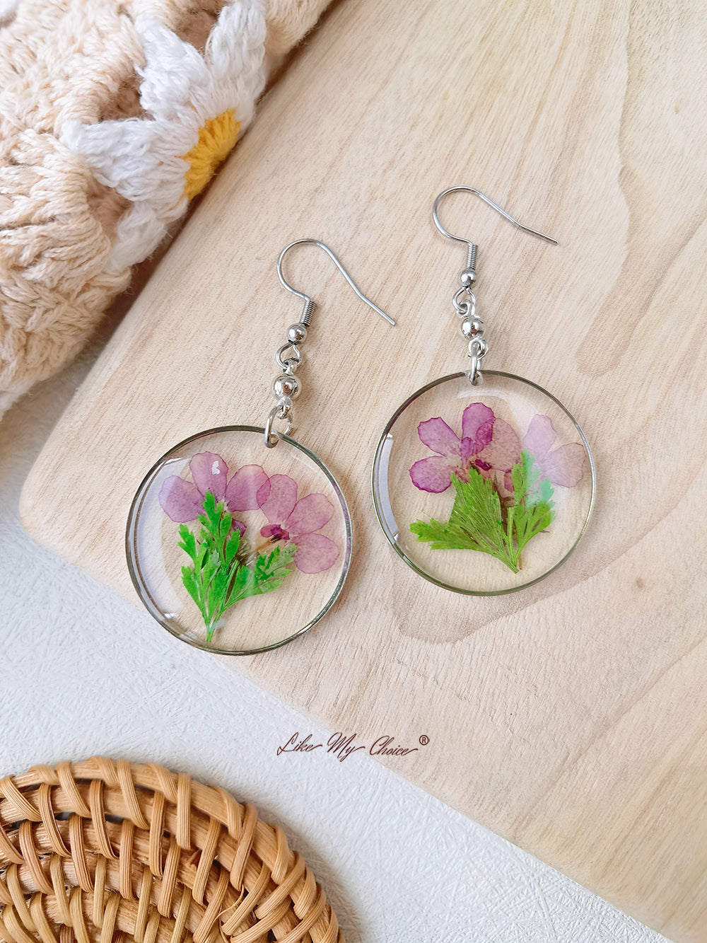 Handmade Resin Dried Flower Earrings LMC