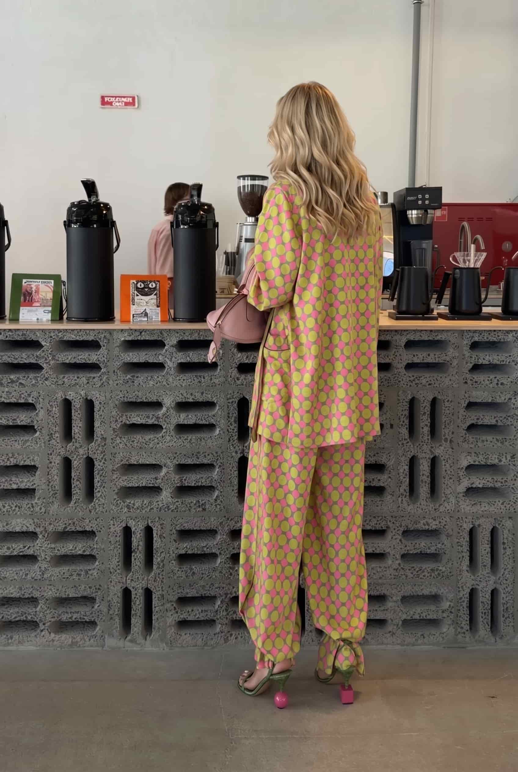 Printed Scarf Shirt And Wide Leg Pants Set