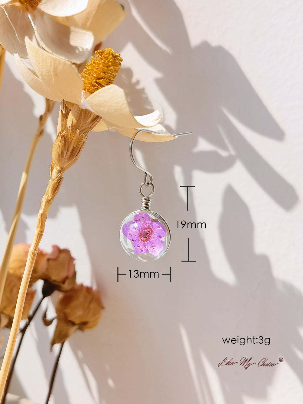 Cherry Blossom Earring Glass Ball Floral Nature Dangl