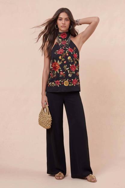 Printed Off-Shoulder Top Wide Leg Pants Set