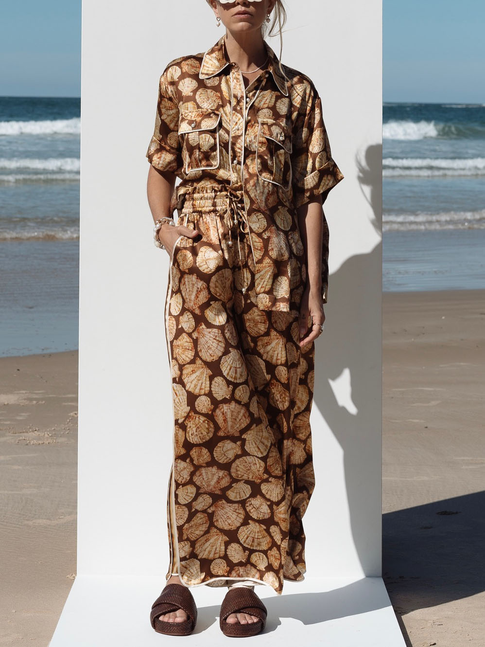 Exquisite Deep Sea Scallop Print Workwear Shirt