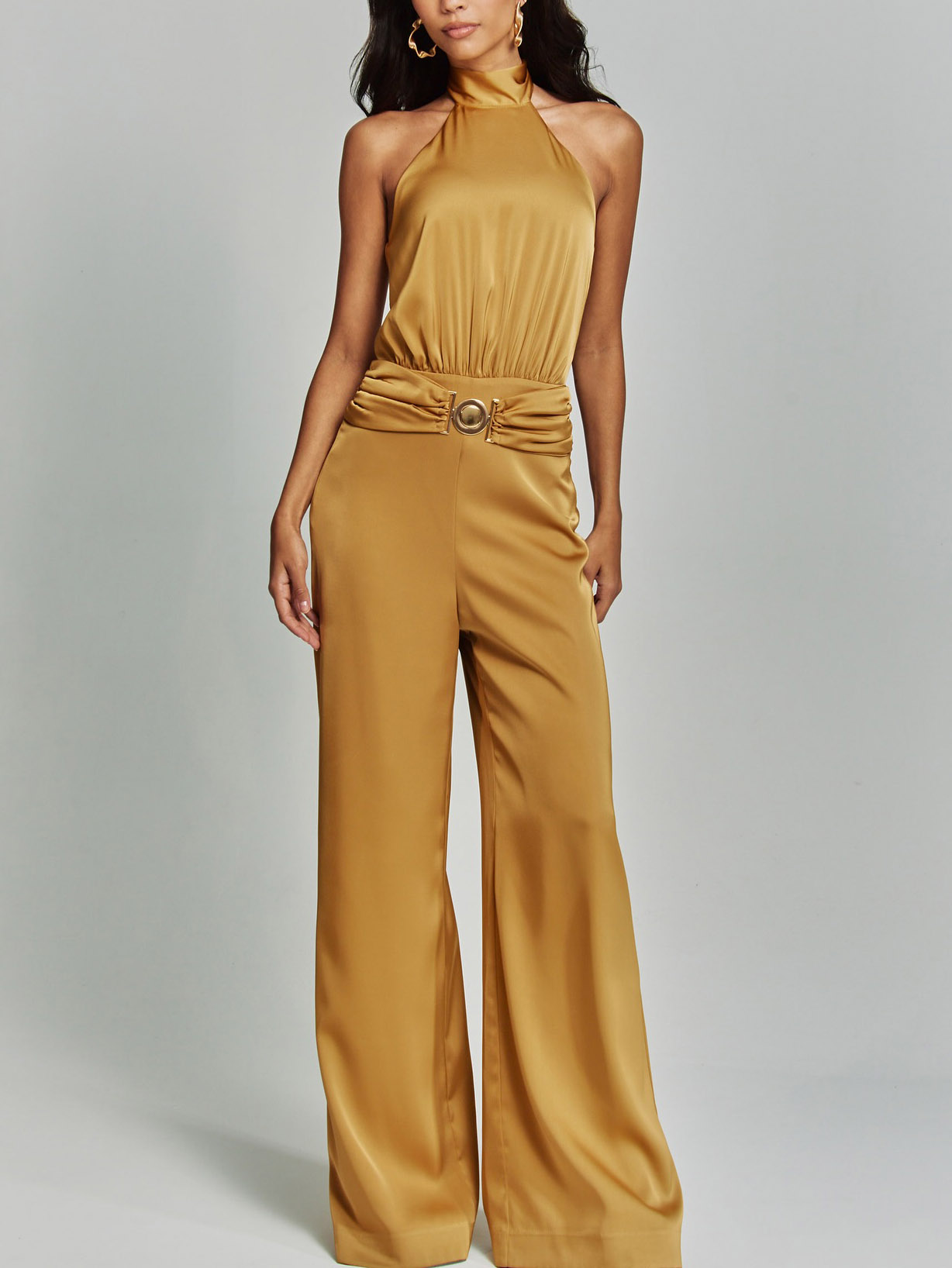 Elegant Satin Halter Neck Jumpsuit