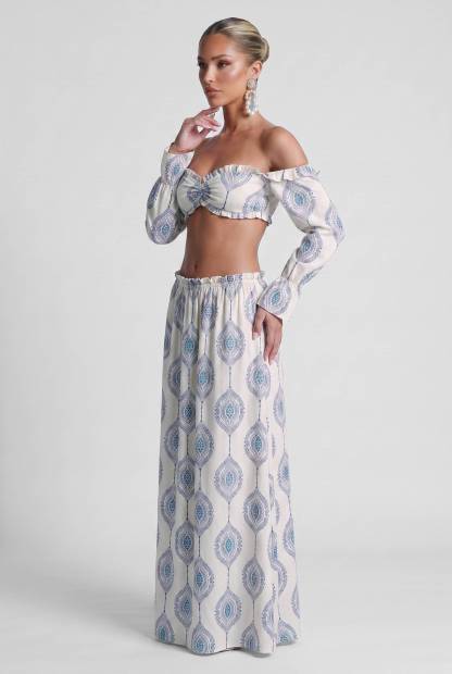 Paisley Print Strapless Top And Dress Set-Bohemian Summer Beach Holiday Set