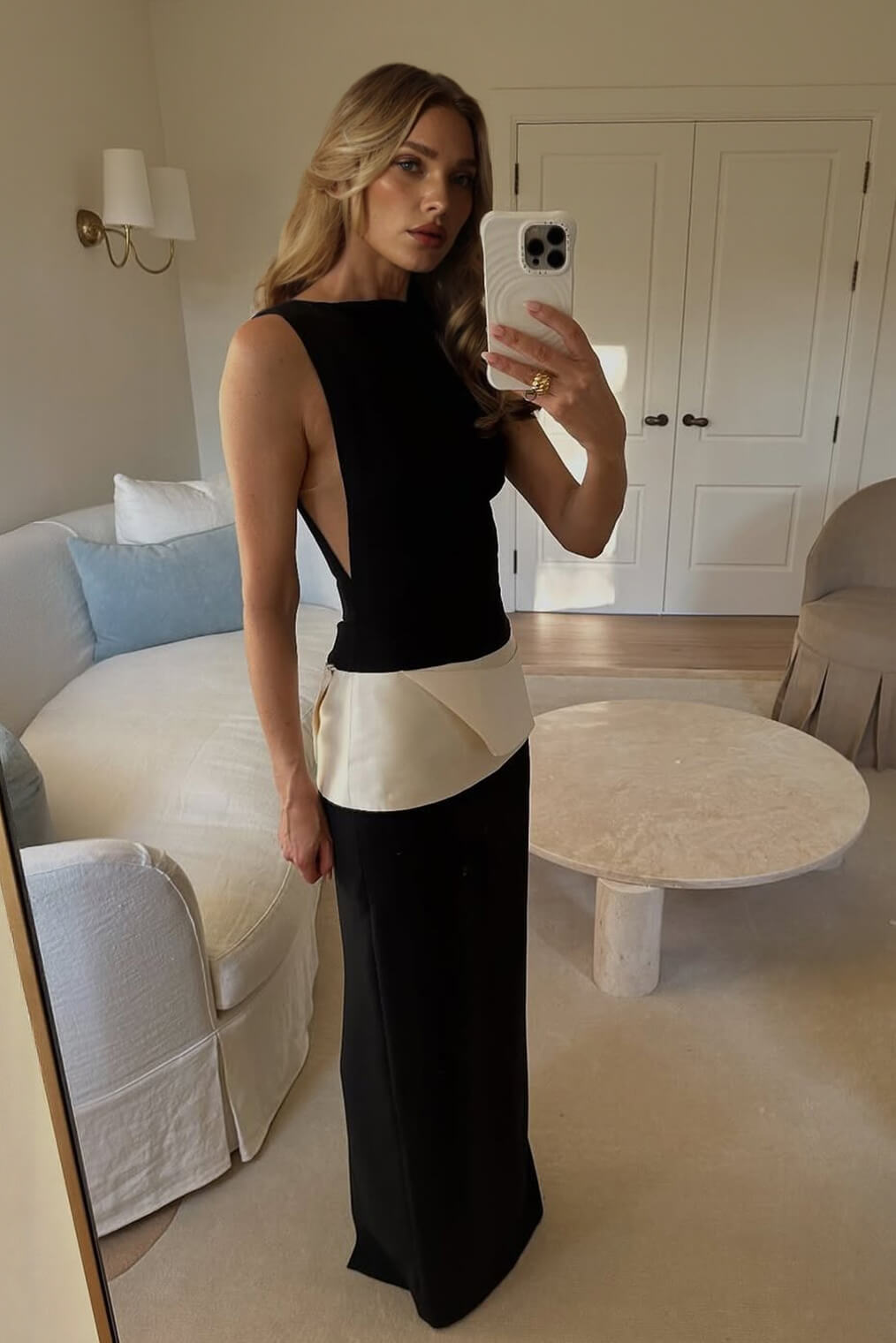 Exquisite Two-Tone Patchwork Maxi Dress