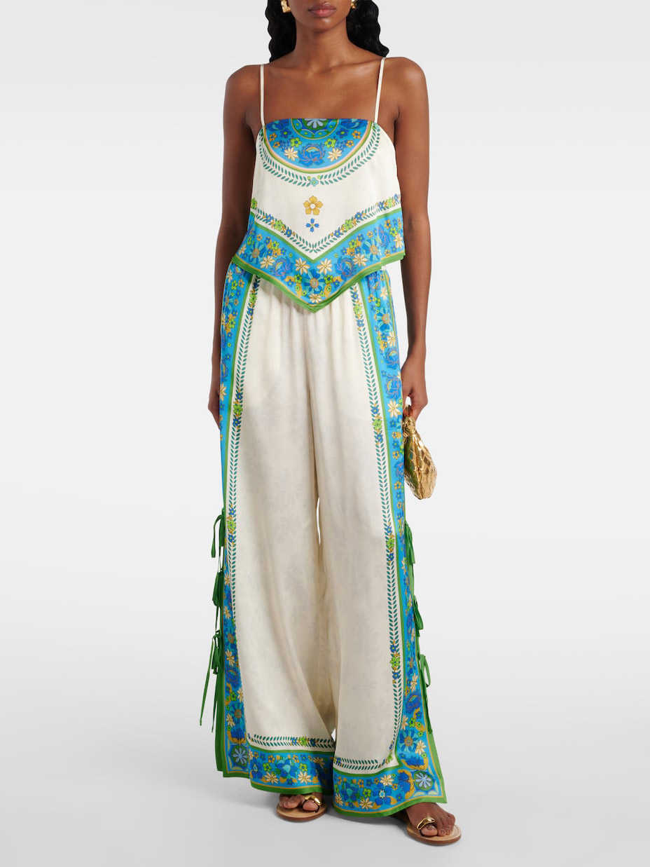 Bohemian Floral Print Camisole Top & Wide-Leg Pants Two-Piece Set