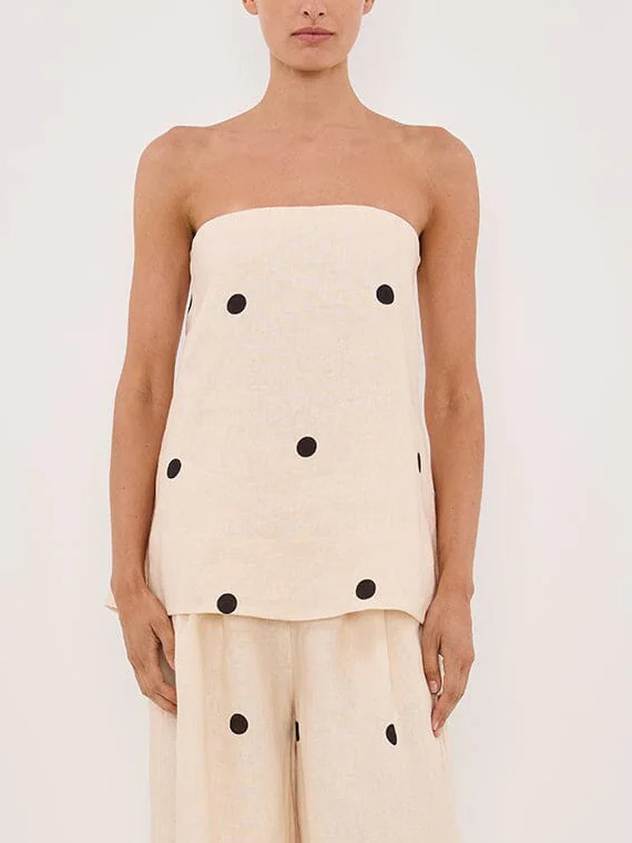 Classic Polka Dot Print Off-Shoulder Tank Top