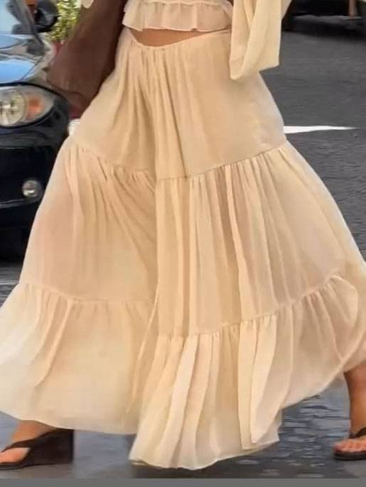 Bohemian Lace SPlicing Shirt And Skirt Set