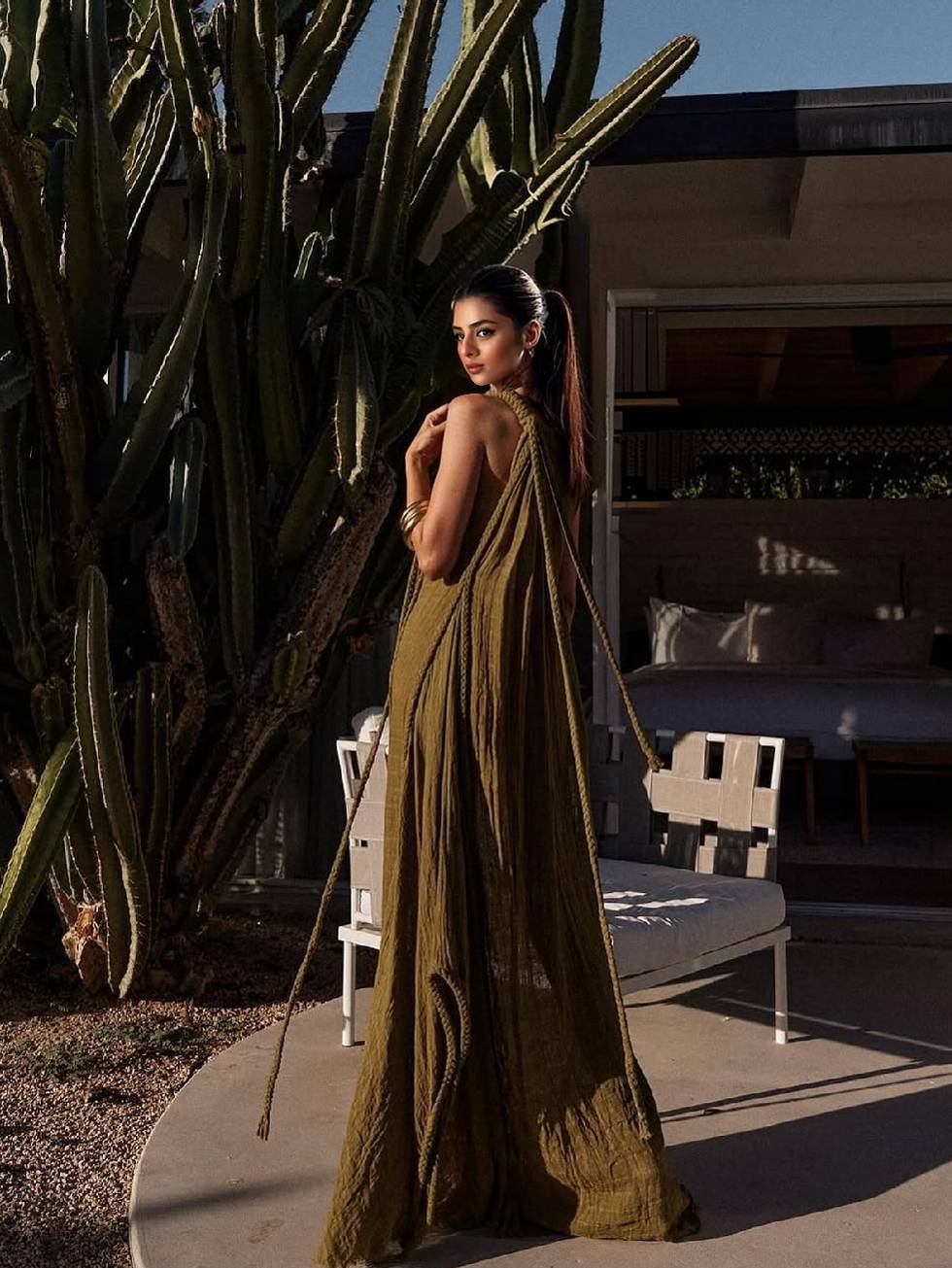 Vacation Style Off-Shoulder Braided Design Maxi Dress