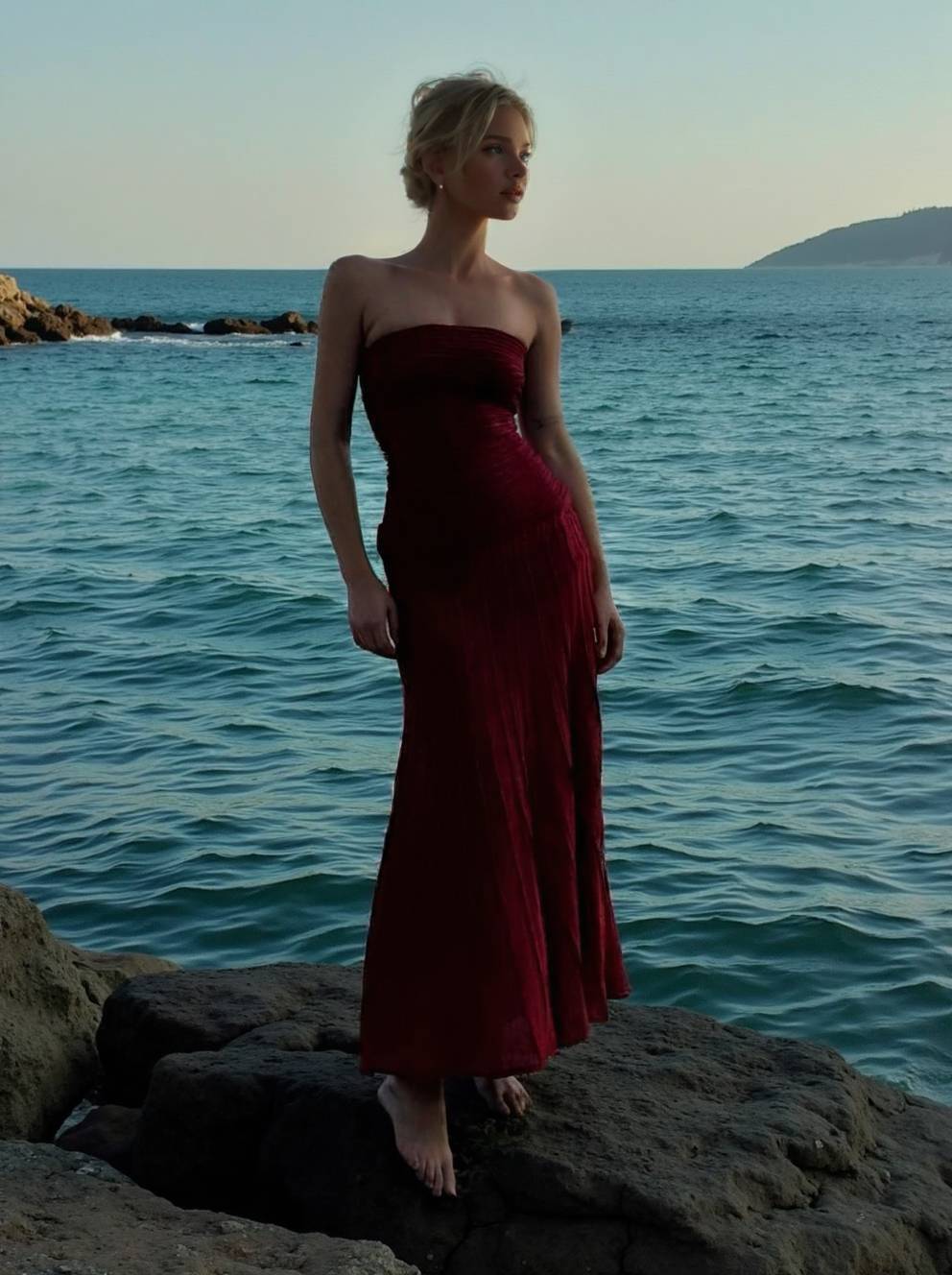 Slim-Fit Tube Top Knit Maxi Dress